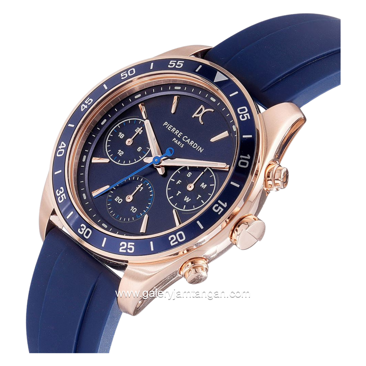 PIERRE CARDIN NATION CRISTAL CF.1004.PD.2 Blue Rosegold Rubber Strap