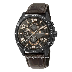 CHARLES JOURDAN CJ1046-1735C Chronograph Brown Black Leather Strap