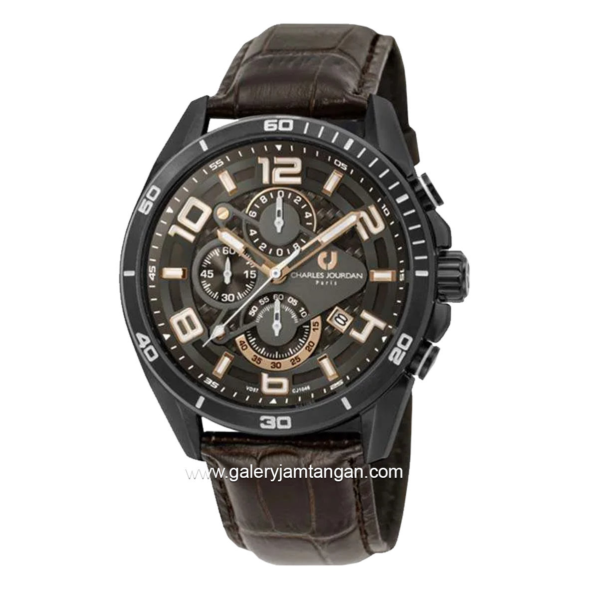 CHARLES JOURDAN CJ1046-1745C Brown Black Leather Strap