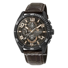 CHARLES JOURDAN CJ1046-1745C Brown Black Leather Strap