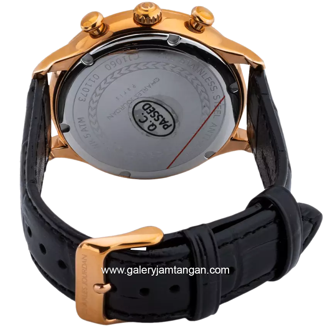 CHARLES JOURDAN CJ1060-1532M Rose Gold Leather Strap