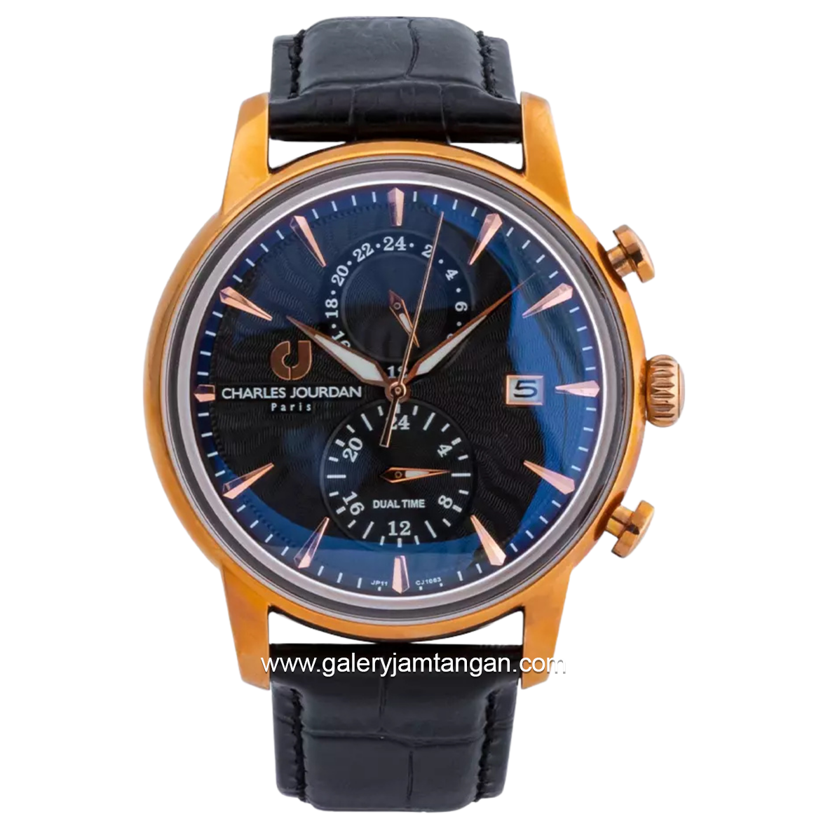 CHARLES JOURDAN CJ1063-1532M Black Leather Strap