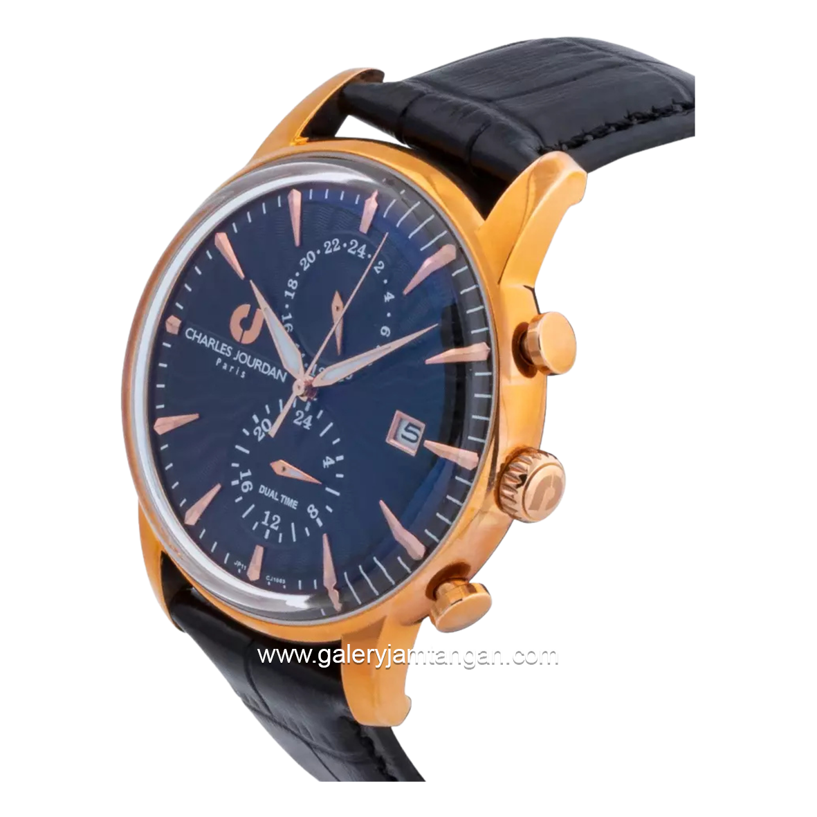 CHARLES JOURDAN CJ1063-1532M Black Leather Strap