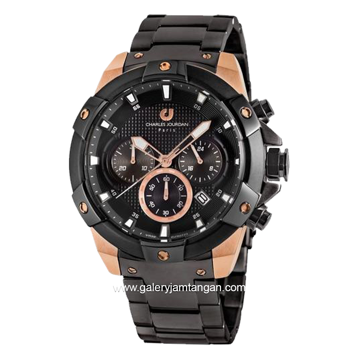 CHARLES JOURDAN CJ1077-1532C Black Rosegold Stainless Steel