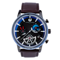 CHARLES JOURDAN CJ1099-1742C Brown Dial Black Leather Strap