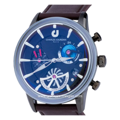 CHARLES JOURDAN CJ1099-1742C Brown Dial Black Leather Strap