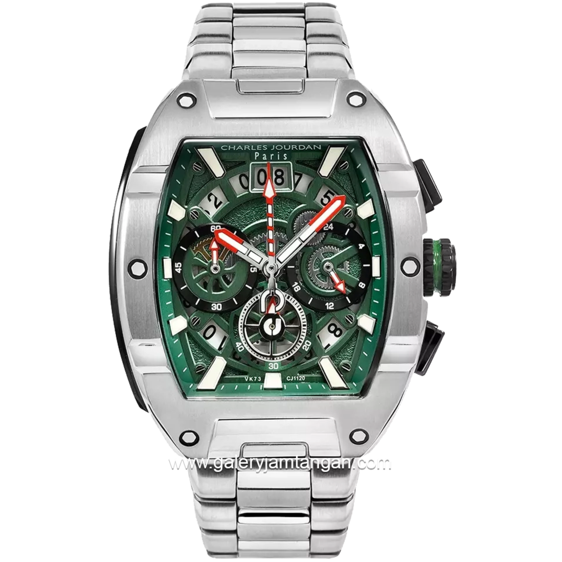 CHARLES JOURDAN CJ1120-3392C Silver Dial Green Stainless Steel