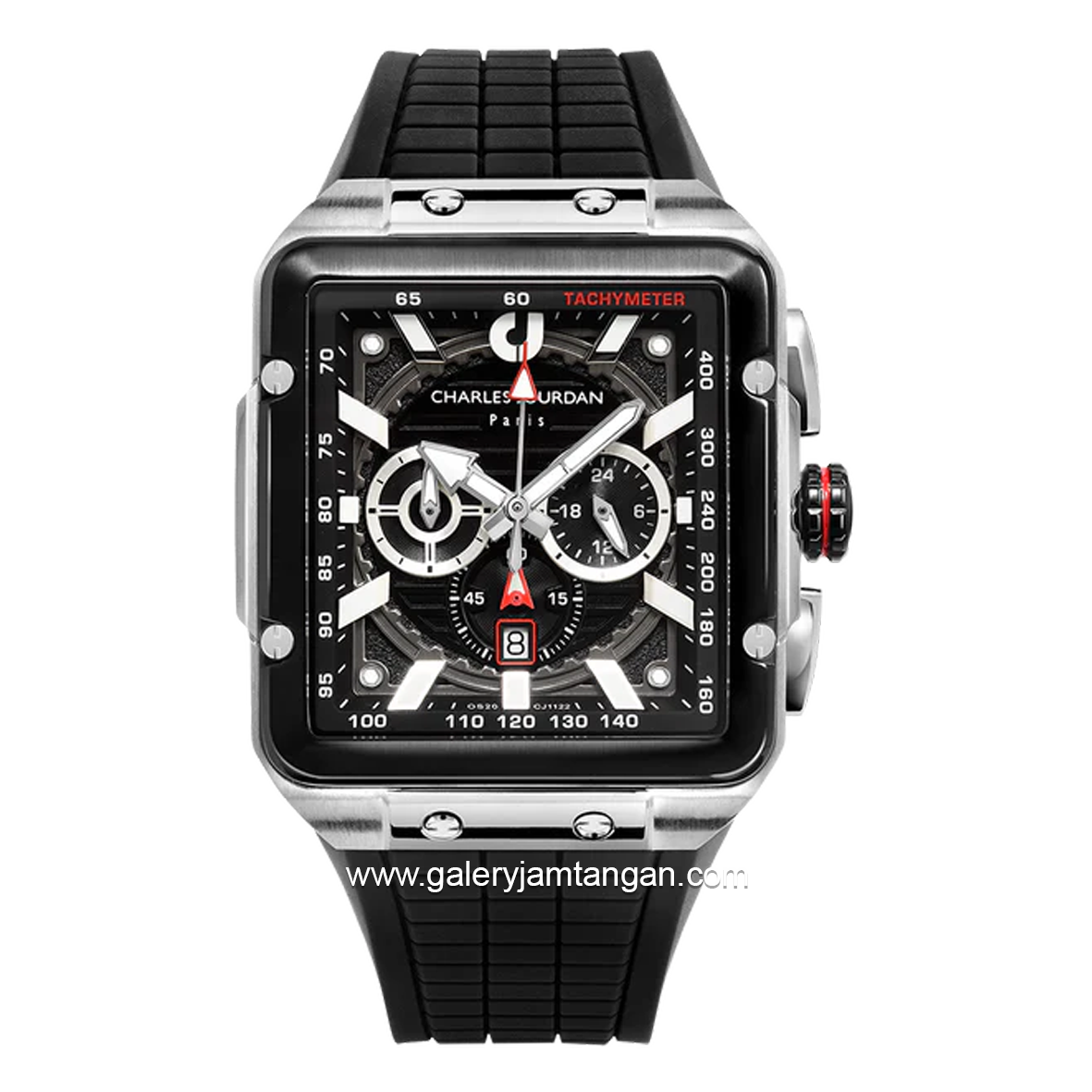 CHARLES JOURDAN CJ1122-1332C Black Silver Rubber Strap
