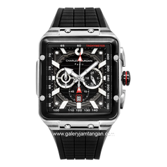 CHARLES JOURDAN CJ1122-1332C Black Silver Rubber Strap