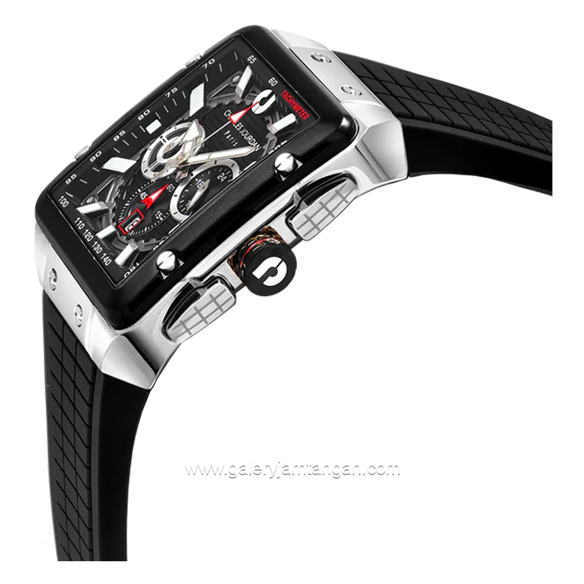 CHARLES JOURDAN CJ1122-1332C Black Silver Rubber Strap