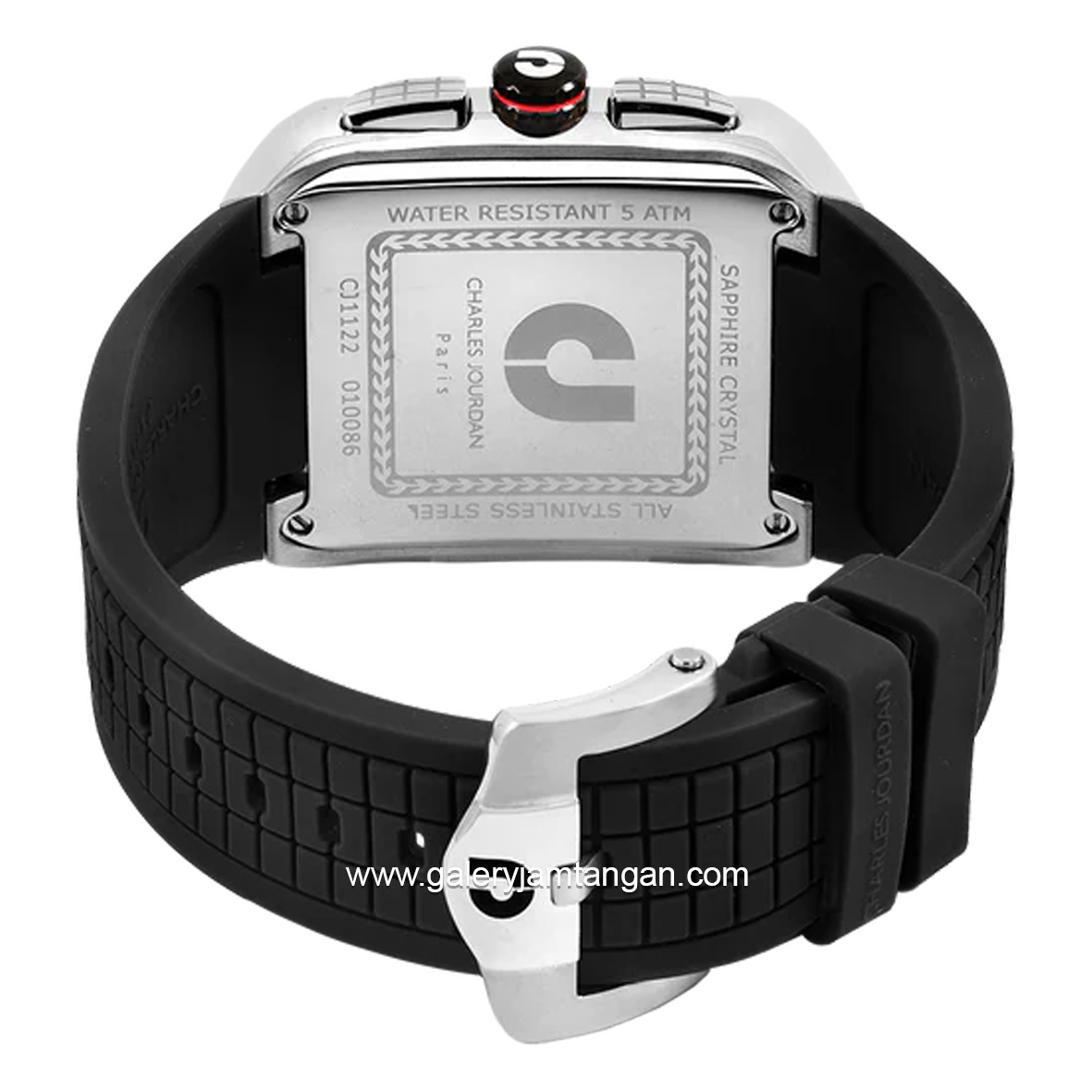 CHARLES JOURDAN CJ1122-1332C Black Silver Rubber Strap