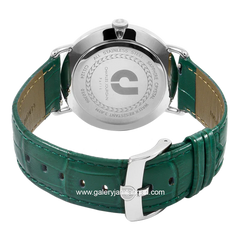 CHARLES JOURDAN C1124-1392 Green Silver Leather Strap
