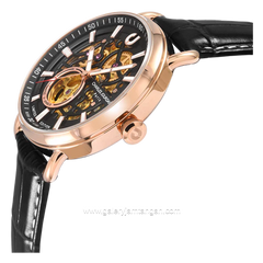 CHARLES JOURDAN CJ05-1532LE Watch Limited Edition Black Rosegold Skeleton Dial Leather Strap
