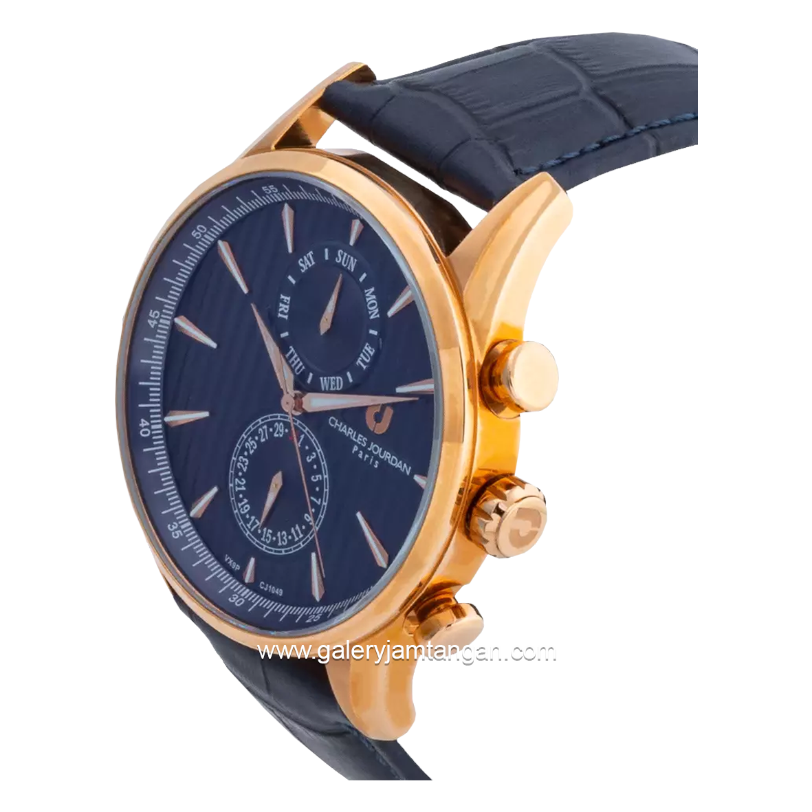 CHARLES JOURDAN CJ1049-1582M Watch Navy Rosegold Leather Strap
