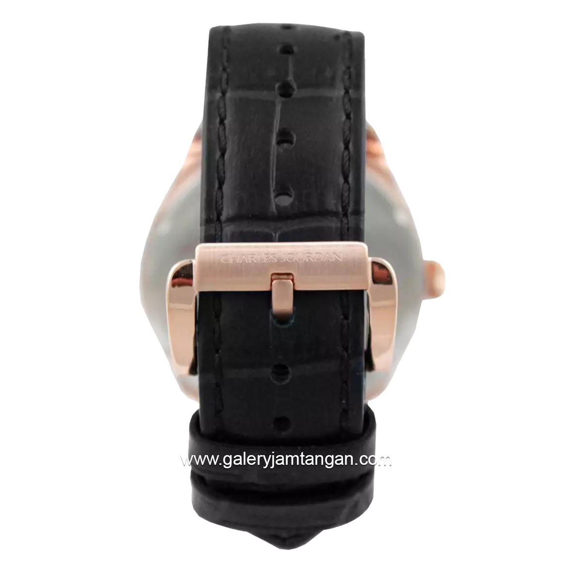 CHARLES JOURDAN CJ1053-1532M Black Rosegold Leather Strap