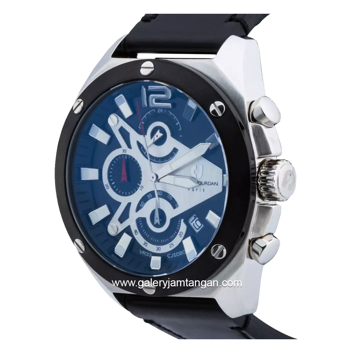 CHARLES JOURDAN CJ1080-1335C Black Silver Leather Strap