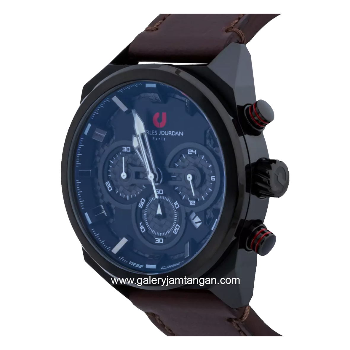 CHARLES JOURDAN CJ1082-1732C Brown Black Leather Strap
