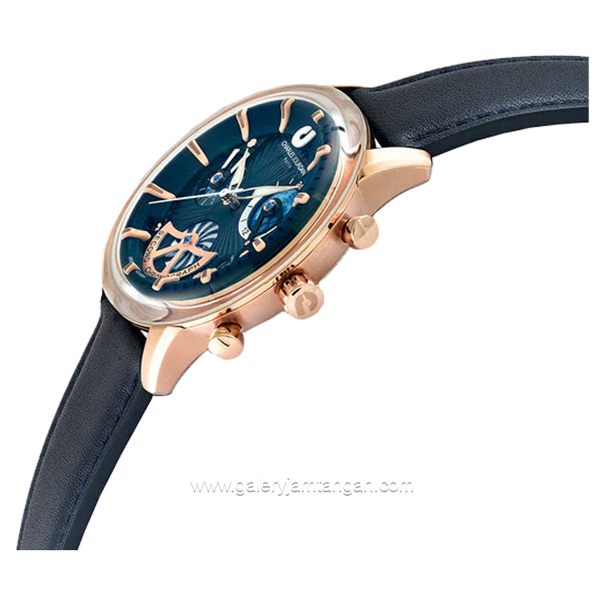 CHARLES JOURDAN CJ1099-1582C Blue Rosegold Chronograph Leather Strap