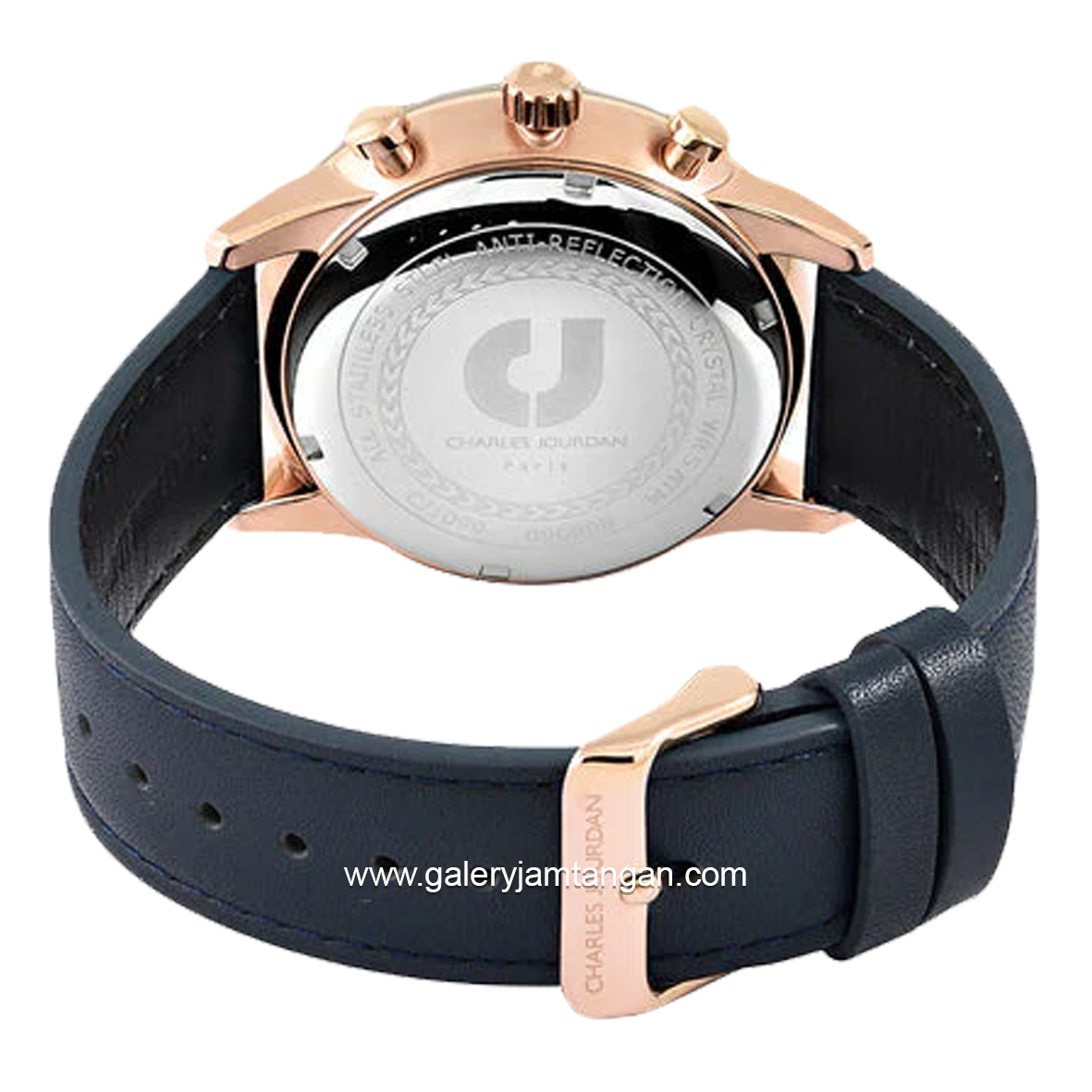 CHARLES JOURDAN CJ1099-1582C Blue Rosegold Chronograph Leather Strap