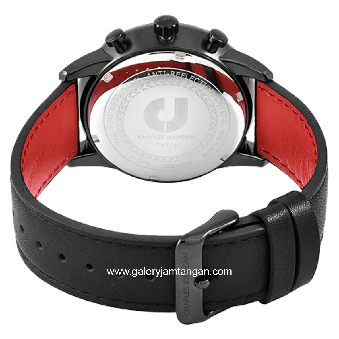 CHARLES JOURDAN CJ1099-1732C Watch Black Chronograph Leather Strap