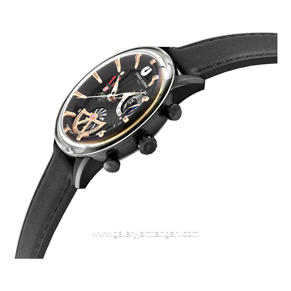 CHARLES JOURDAN CJ1099-1732C Watch Black Chronograph Leather Strap