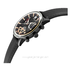 CHARLES JOURDAN CJ1099-1732C Watch Black Chronograph Leather Strap