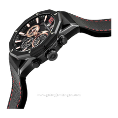 CHARLES JOURDAN CJ1101-1735C Full Black Chronograph Leather With Rubber Strap