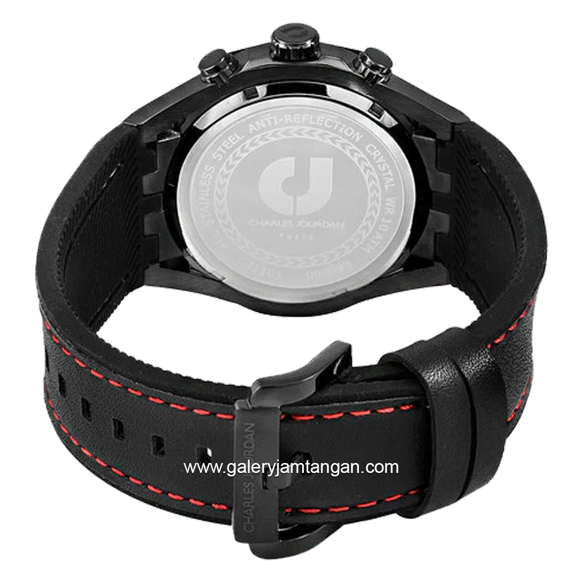 CHARLES JOURDAN CJ1101-1735C Full Black Chronograph Leather With Rubber Strap