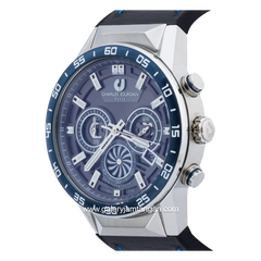 CHARLES JOURDAN CJ1102-1312C Watch Black Silver Chronograph Leather With Rubber Strap