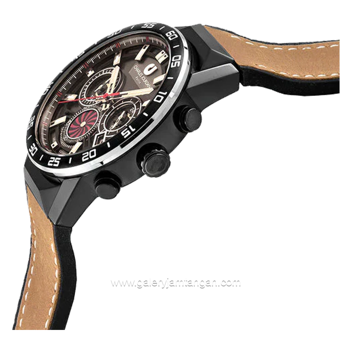 CHARLES JOURDAN CJ1102-1742C Watch Brown Black Chronograph Leather With Rubber Strap