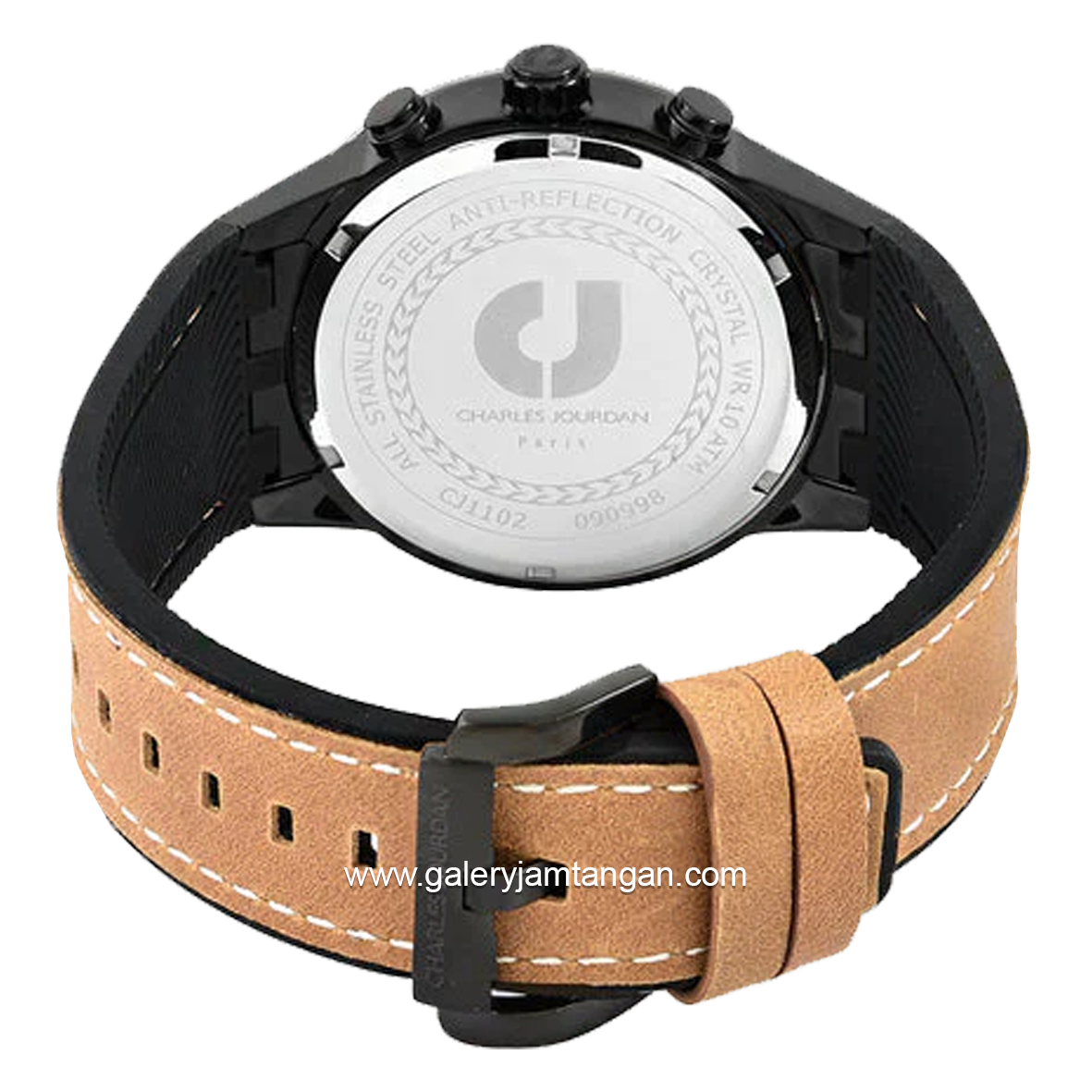 CHARLES JOURDAN CJ1102-1742C Watch Brown Black Chronograph Leather With Rubber Strap