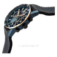 CHARLES JOURDAN CJ1102-1882C Blue Combinasi Black Chronograph Leather With Rubber Strap