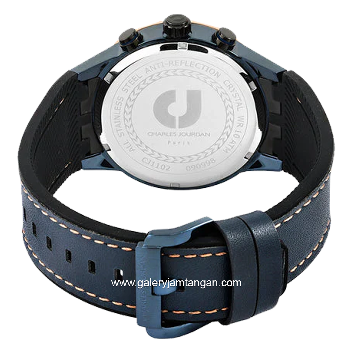 CHARLES JOURDAN CJ1102-1882C Blue Combinasi Black Chronograph Leather With Rubber Strap