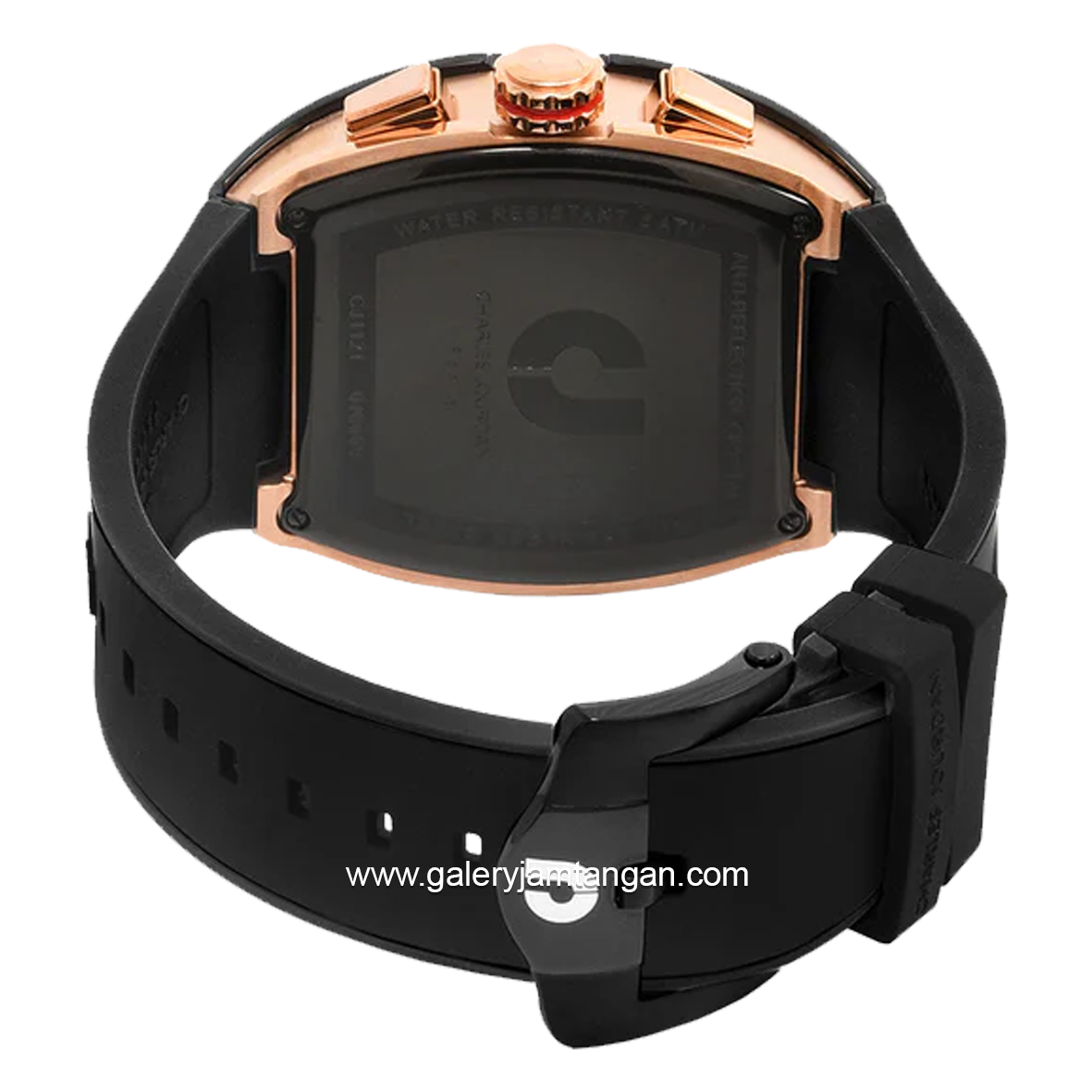 CHARLES JOURDAN CJ1121-1032C Watch Black List Rosegold Chronograph Silicone Strap