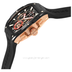 CHARLES JOURDAN CJ1121-1032C Watch Black List Rosegold Chronograph Silicone Strap