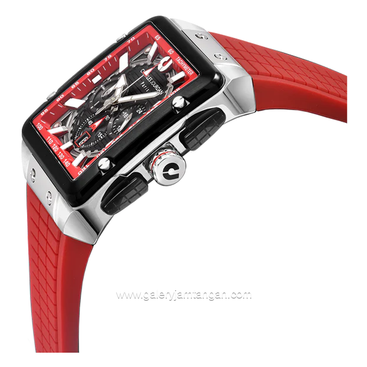 CHARLES JOURDAN CJ1122-1362C Watch Red Chronograph Silicone Strap