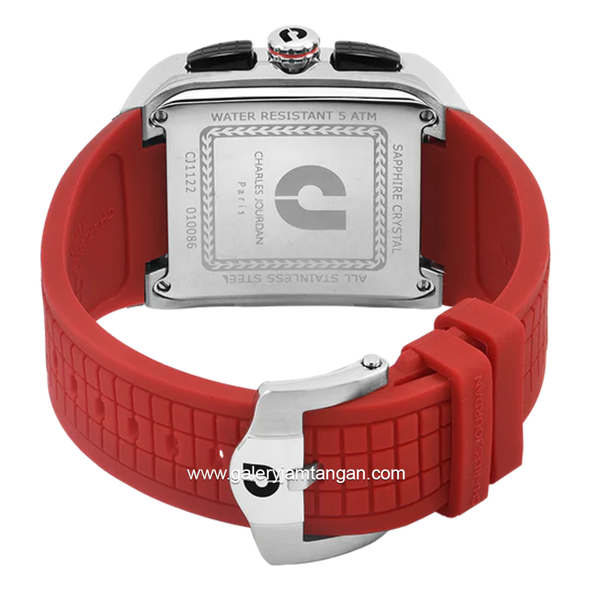 CHARLES JOURDAN CJ1122-1362C Watch Red Chronograph Silicone Strap