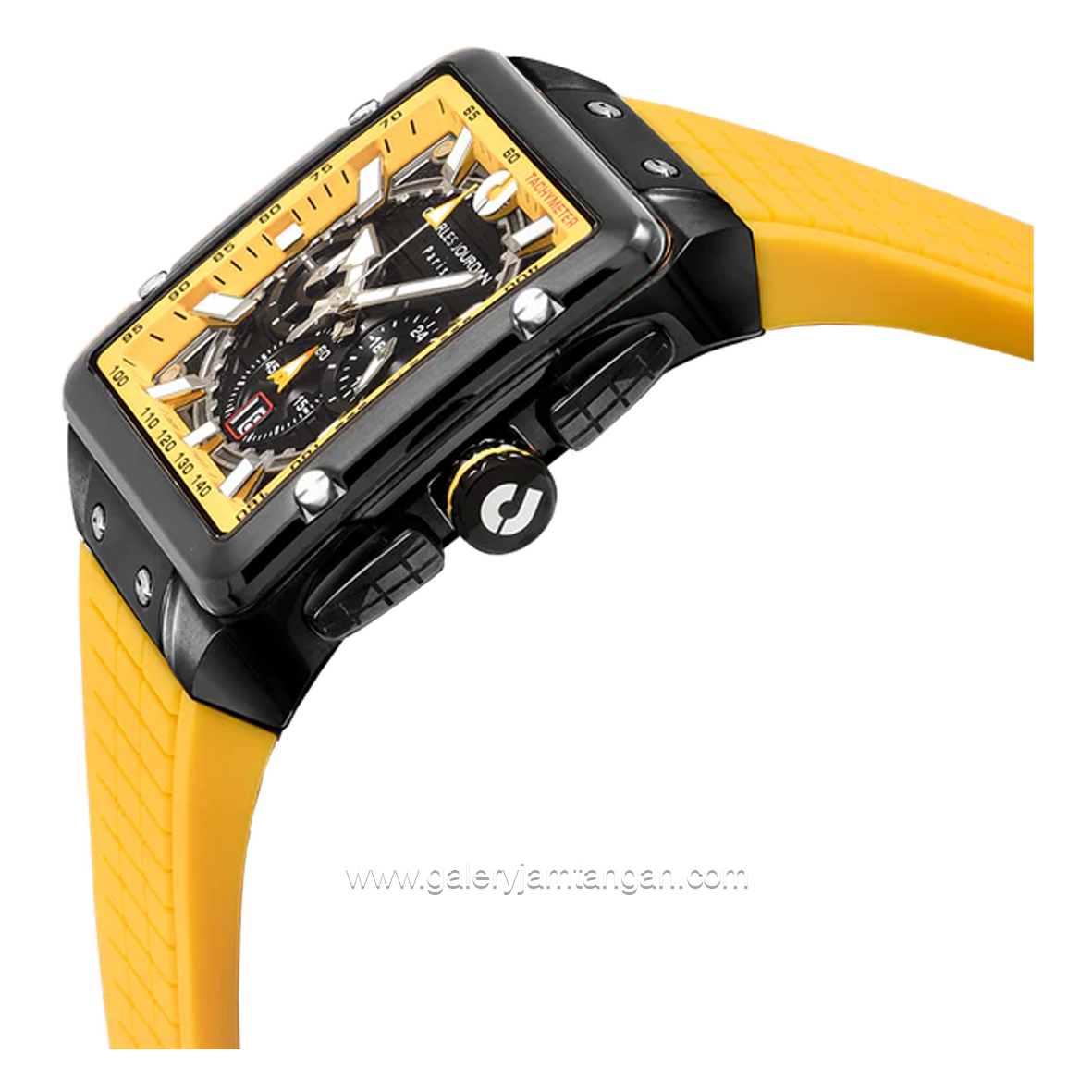 CHARLES JOURDAN CJ1122-1722C Watch Yellow Chronograph Silicone Strap
