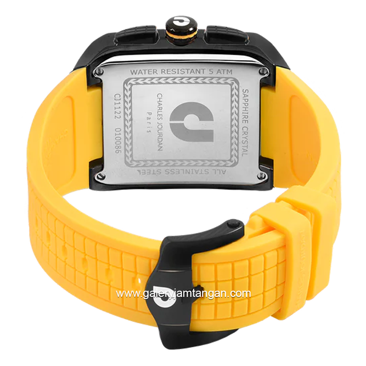 CHARLES JOURDAN CJ1122-1722C Watch Yellow Chronograph Silicone Strap