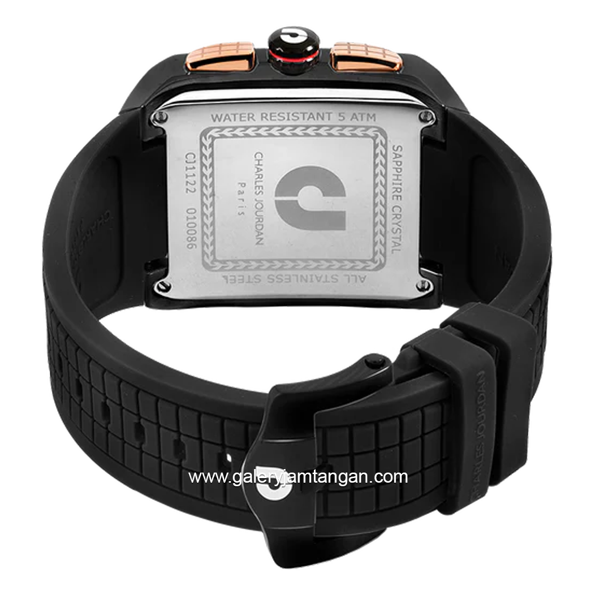 CHARLES JOURDAN CJ1122-1732C Watch Black List Rosegold Chronograph Silicone Strap