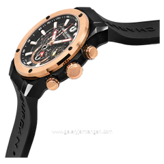 CHARLES JOURDAN CJ1123-1032C Black Rosegold Rubber Strap