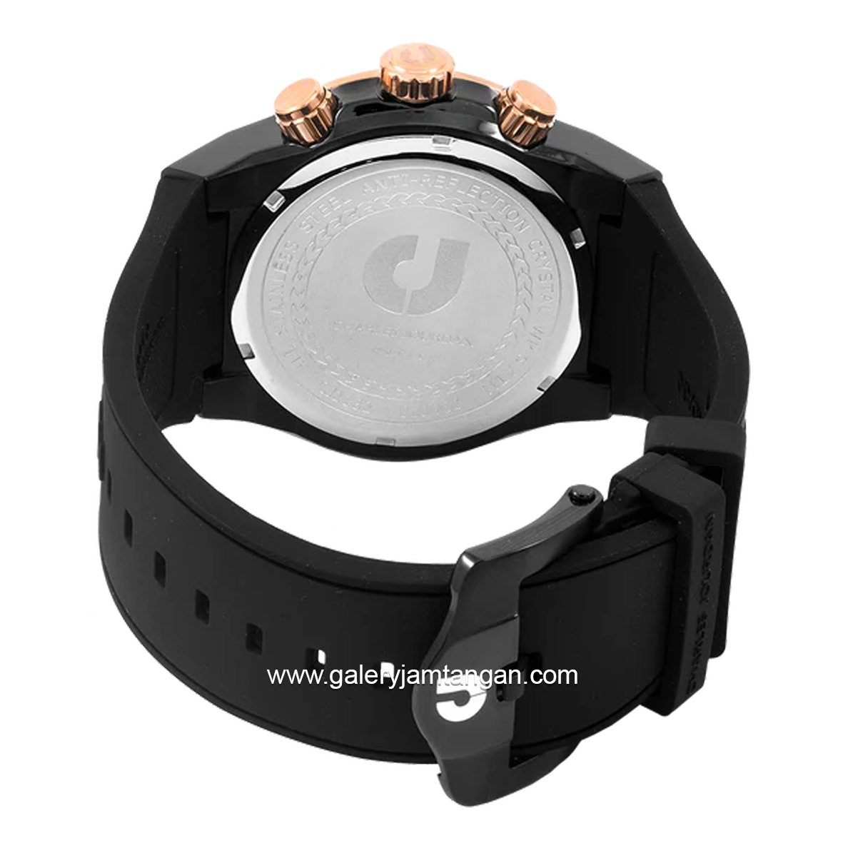 CHARLES JOURDAN CJ1123-1032C Black Rosegold Rubber Strap