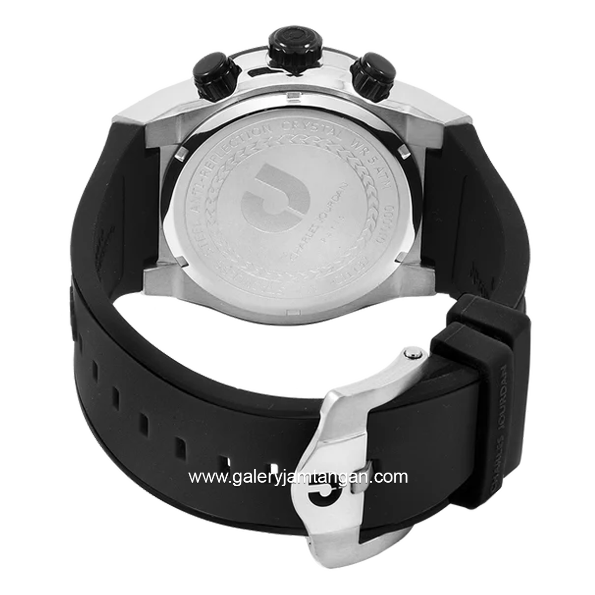 CHARLES JOURDAN CJ1123-1332C Black Silver Rubber Strap