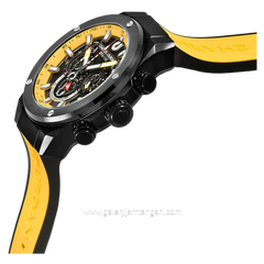 CHARLES JOURDAN CJ1123-1722C Watch Yellow Dial Black Chronograph Silicone Strap