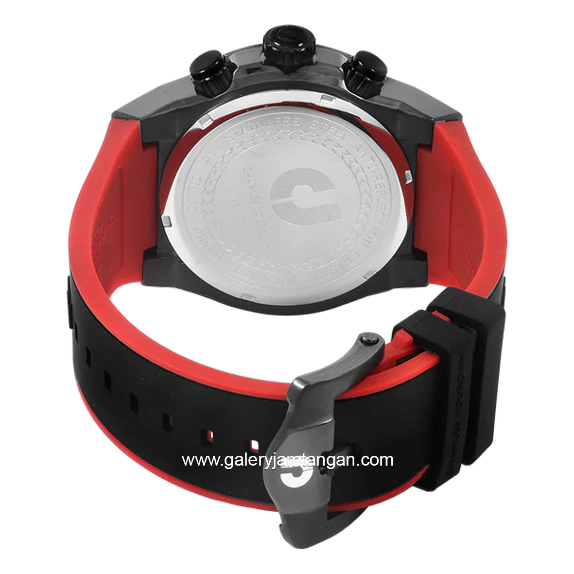 CHARLES JOURDAN CJ1123-1762C Watch Red Dial Black Chronograph Silicone Strap