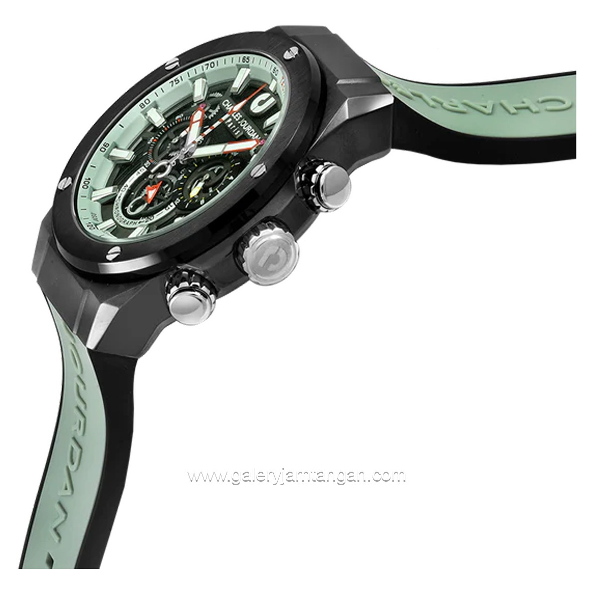 CHARLES JOURDAN CJ1123-1792C Watch Green Chronograph Silicone Strap