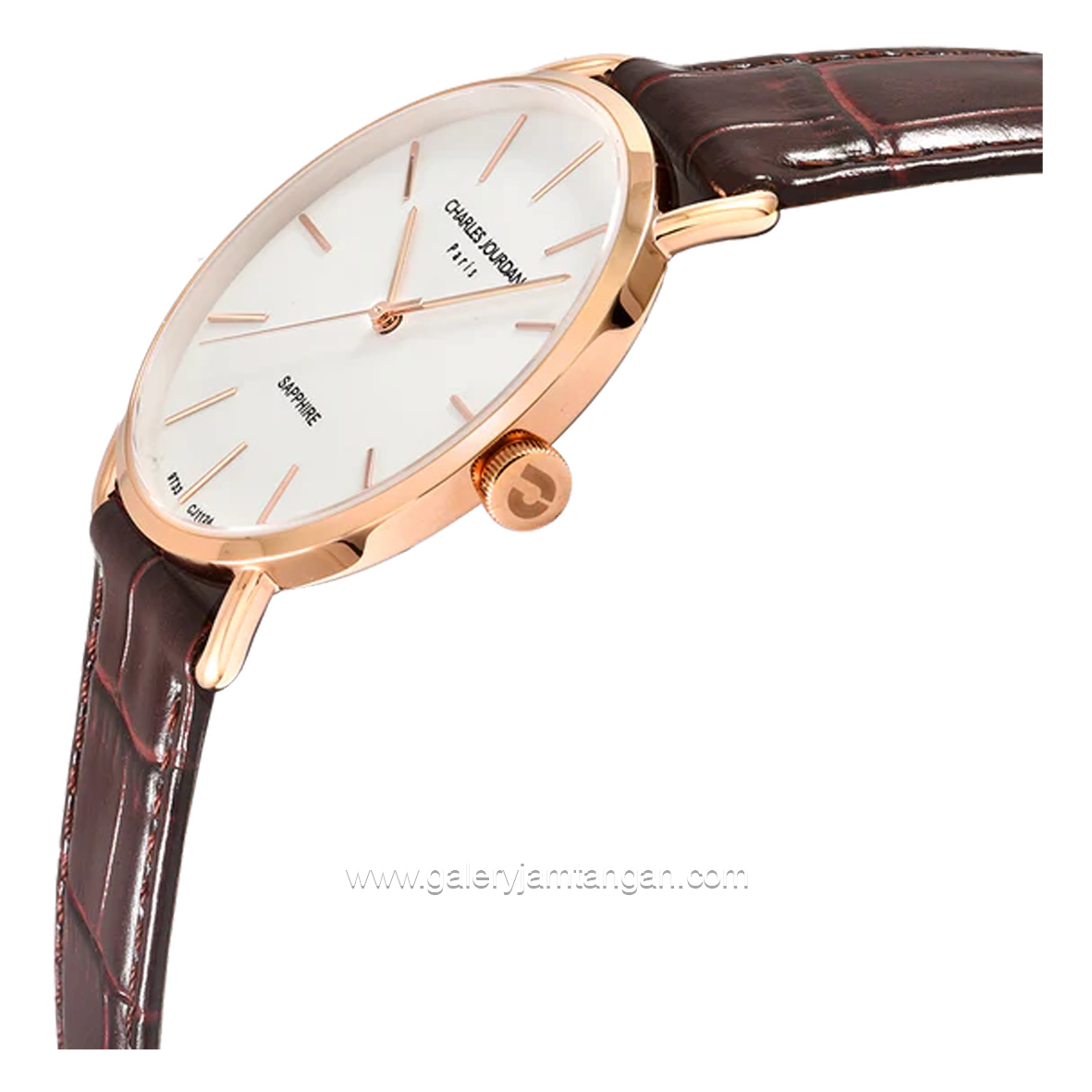 CHARLES JOURDAN CJ1124-1512 Brown Rosegold Leather Strap