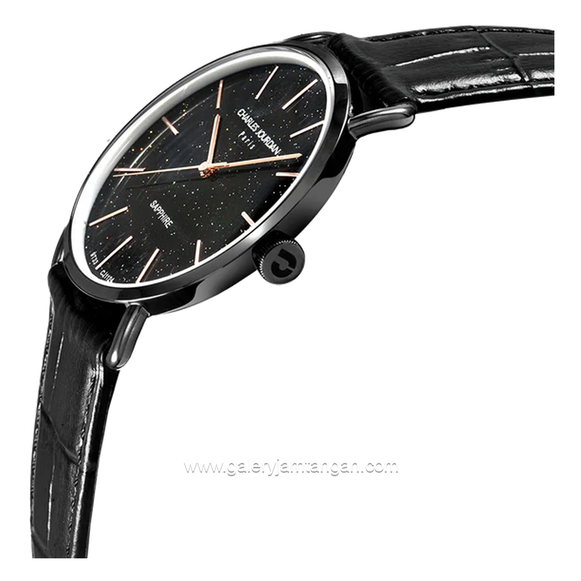 CHARLES JOURDAN CJ1124-1732 Black Silver Leather Strap