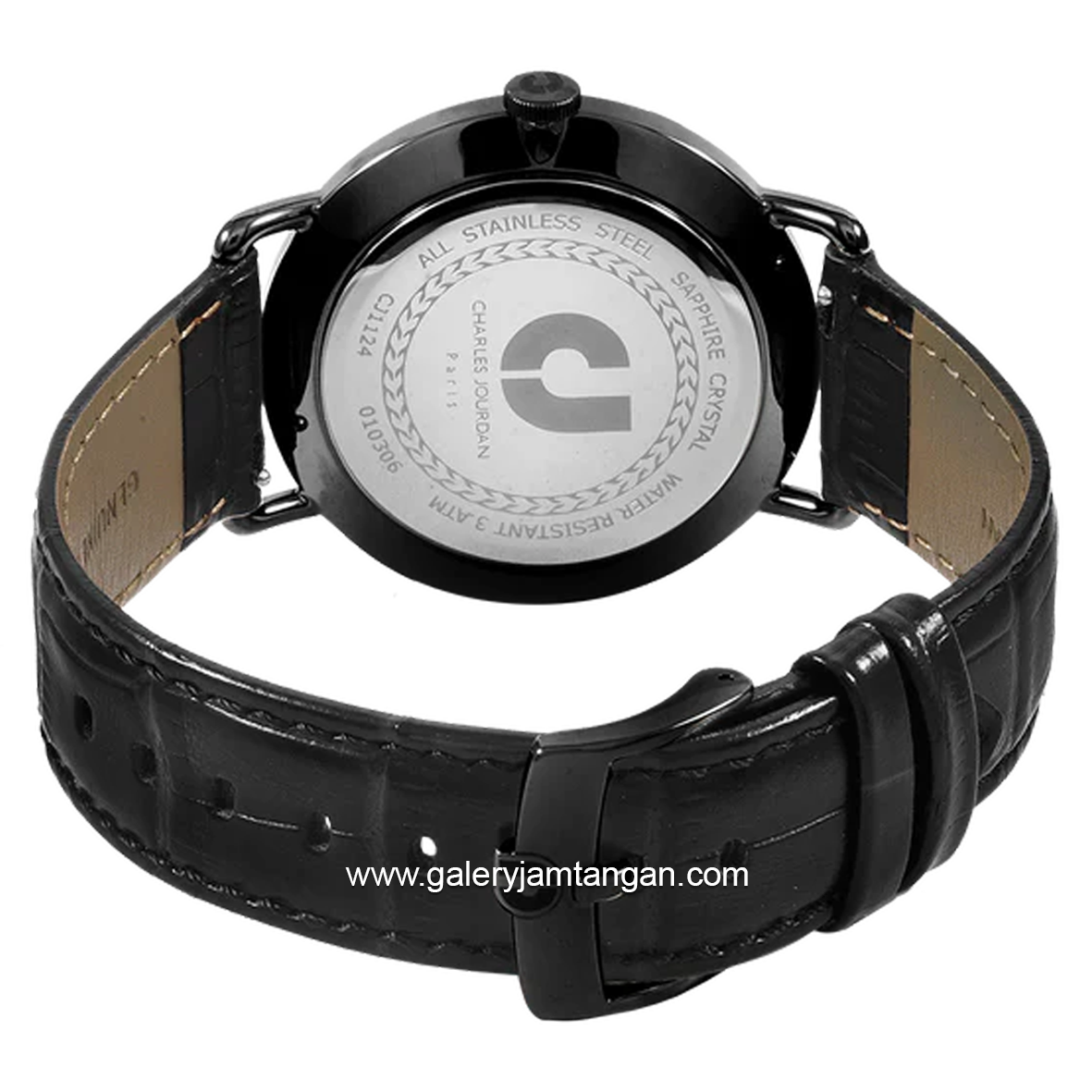 CHARLES JOURDAN CJ1124-1732 Black Silver Leather Strap