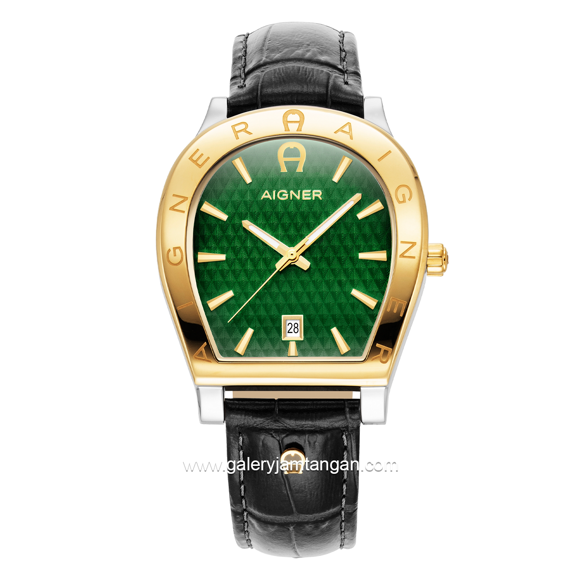 AIGNER CHIETI AGW.245004 Black Leather Dial Green Watch Swiss Made